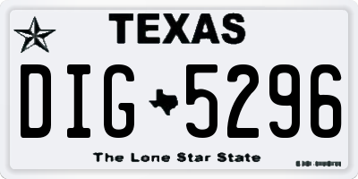 TX license plate DIG5296