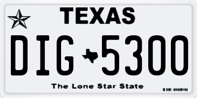 TX license plate DIG5300