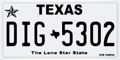 TX license plate DIG5302