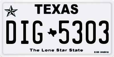 TX license plate DIG5303