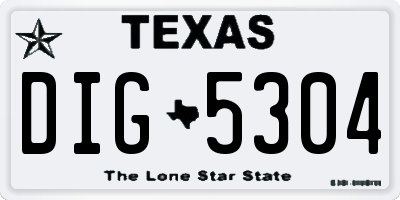 TX license plate DIG5304