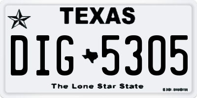 TX license plate DIG5305