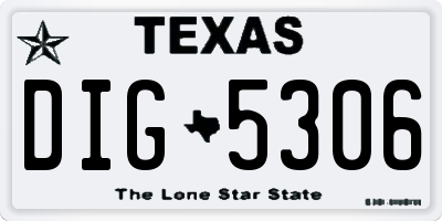 TX license plate DIG5306