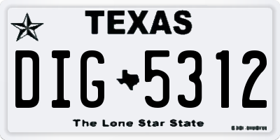 TX license plate DIG5312