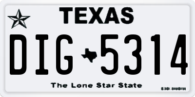 TX license plate DIG5314