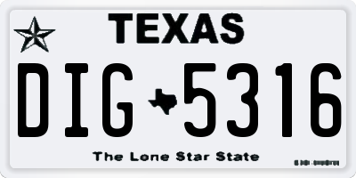 TX license plate DIG5316