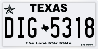 TX license plate DIG5318