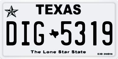 TX license plate DIG5319