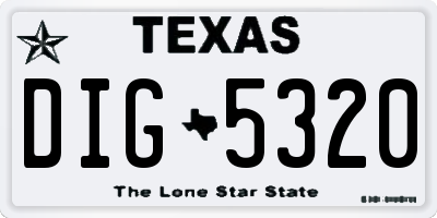 TX license plate DIG5320
