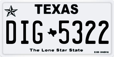 TX license plate DIG5322