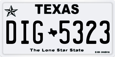 TX license plate DIG5323