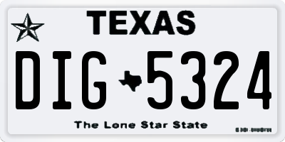 TX license plate DIG5324