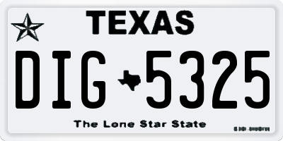 TX license plate DIG5325