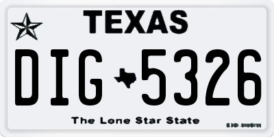 TX license plate DIG5326