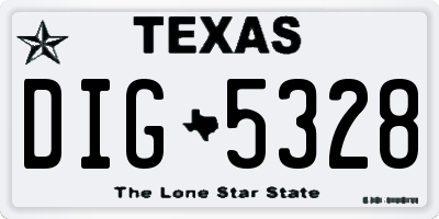 TX license plate DIG5328