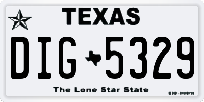 TX license plate DIG5329