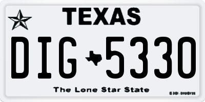 TX license plate DIG5330