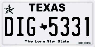 TX license plate DIG5331