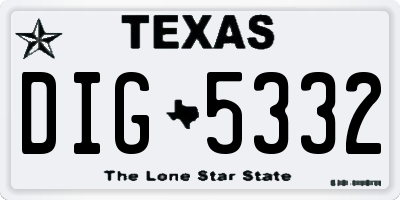 TX license plate DIG5332
