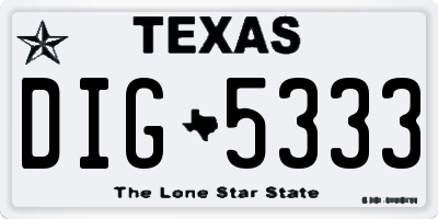 TX license plate DIG5333