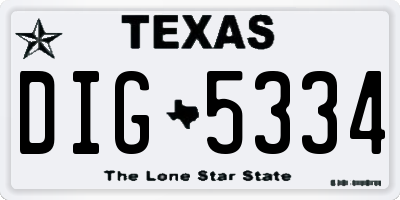 TX license plate DIG5334