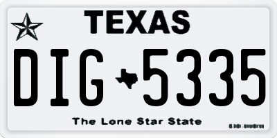TX license plate DIG5335