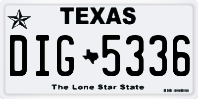 TX license plate DIG5336