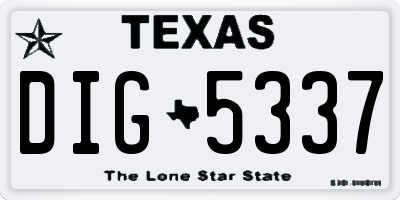 TX license plate DIG5337