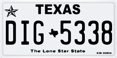 TX license plate DIG5338