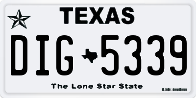 TX license plate DIG5339