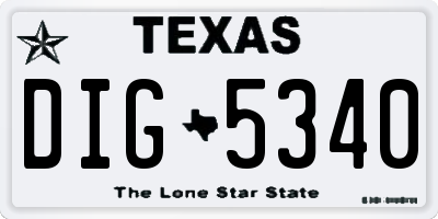 TX license plate DIG5340