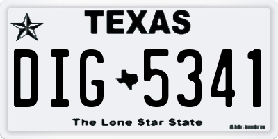 TX license plate DIG5341