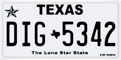 TX license plate DIG5342