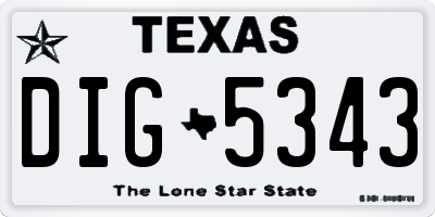 TX license plate DIG5343