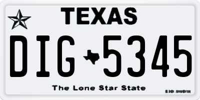TX license plate DIG5345