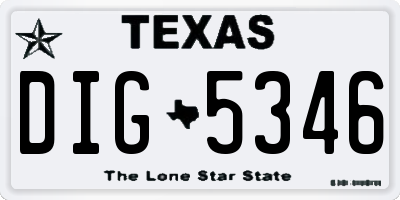 TX license plate DIG5346