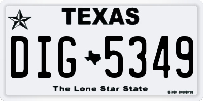 TX license plate DIG5349