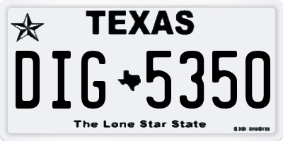 TX license plate DIG5350