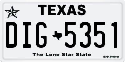 TX license plate DIG5351