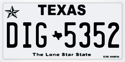TX license plate DIG5352