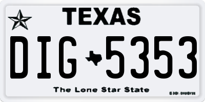 TX license plate DIG5353
