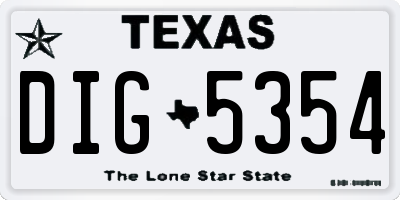 TX license plate DIG5354