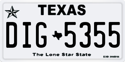 TX license plate DIG5355