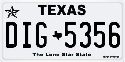TX license plate DIG5356