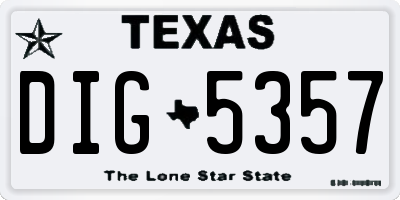 TX license plate DIG5357