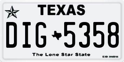 TX license plate DIG5358