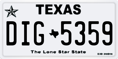 TX license plate DIG5359