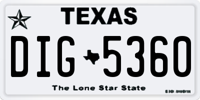 TX license plate DIG5360