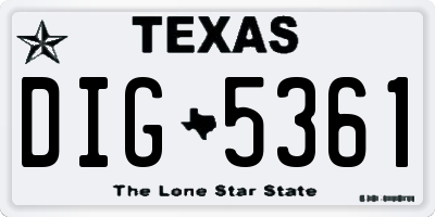 TX license plate DIG5361