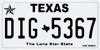 TX license plate DIG5367